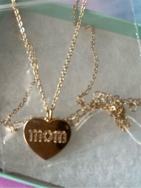 Park Lane Gold Heart Pendant Necklace with Clear Crystals